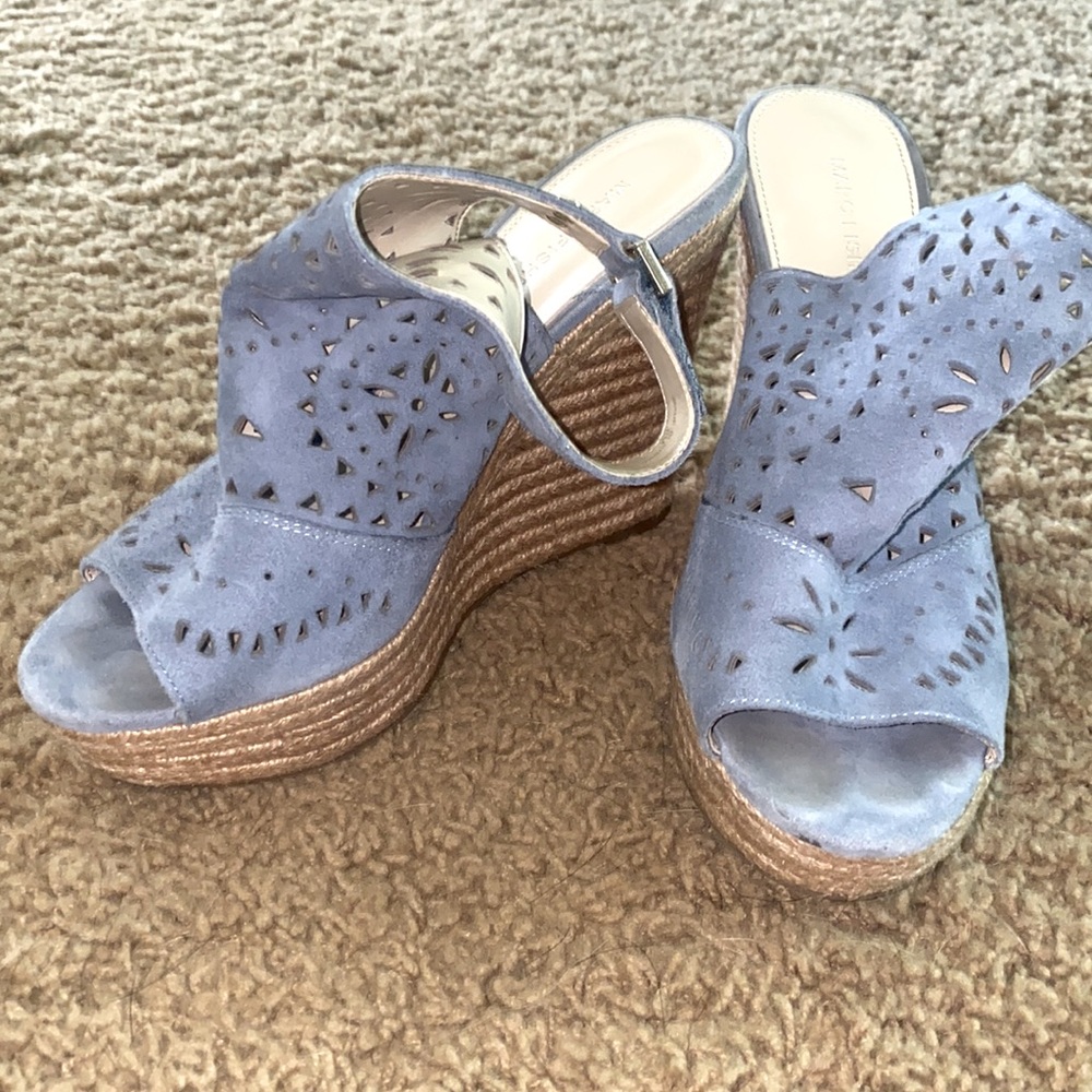 Blue summer wedges